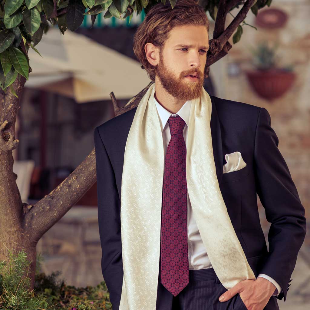 Men's luxury silk dress scarves made in Italy