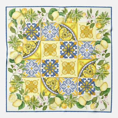 Italian Yellow and Blue Silk Pocket Square