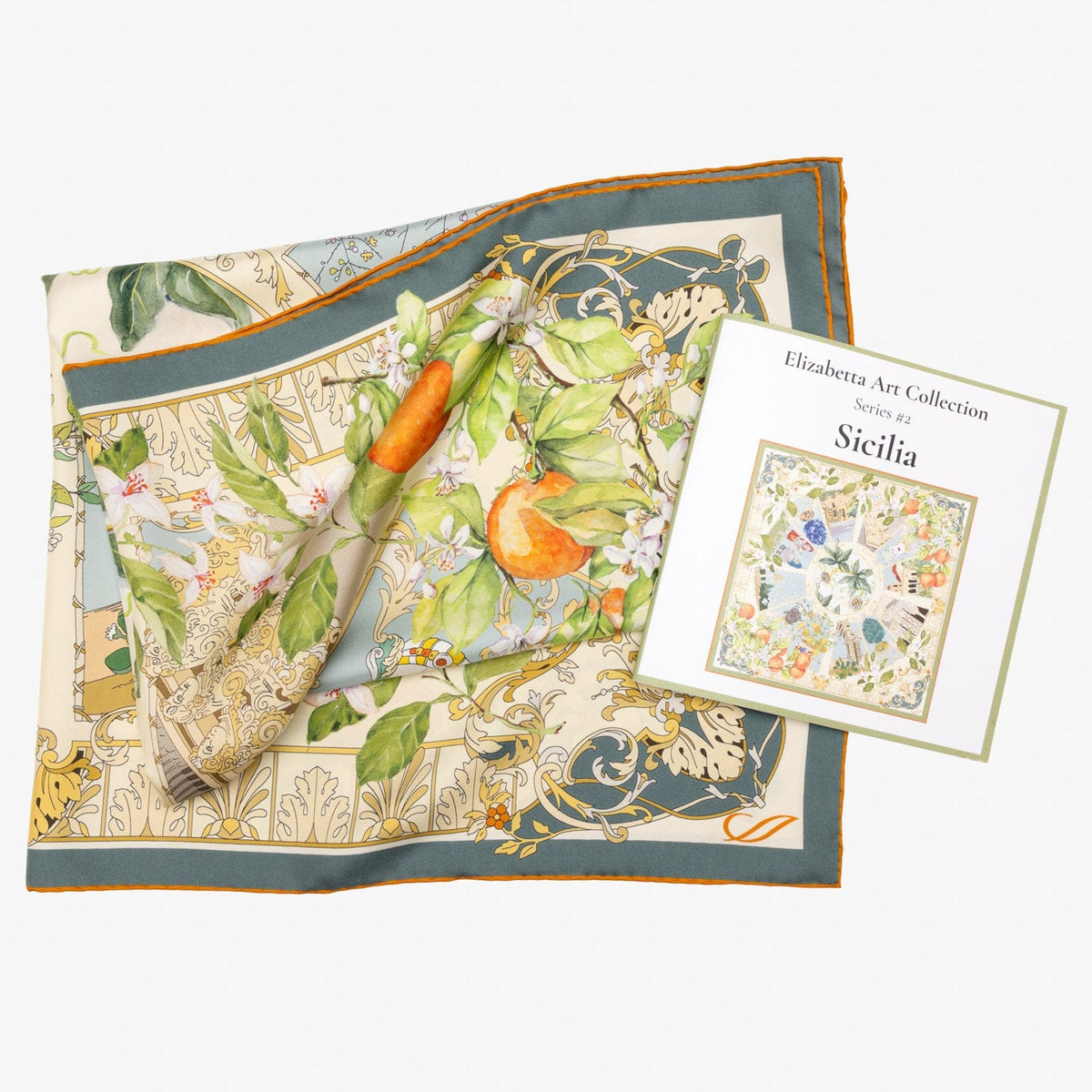 Handmade Italian silk art scarf - Sicily
