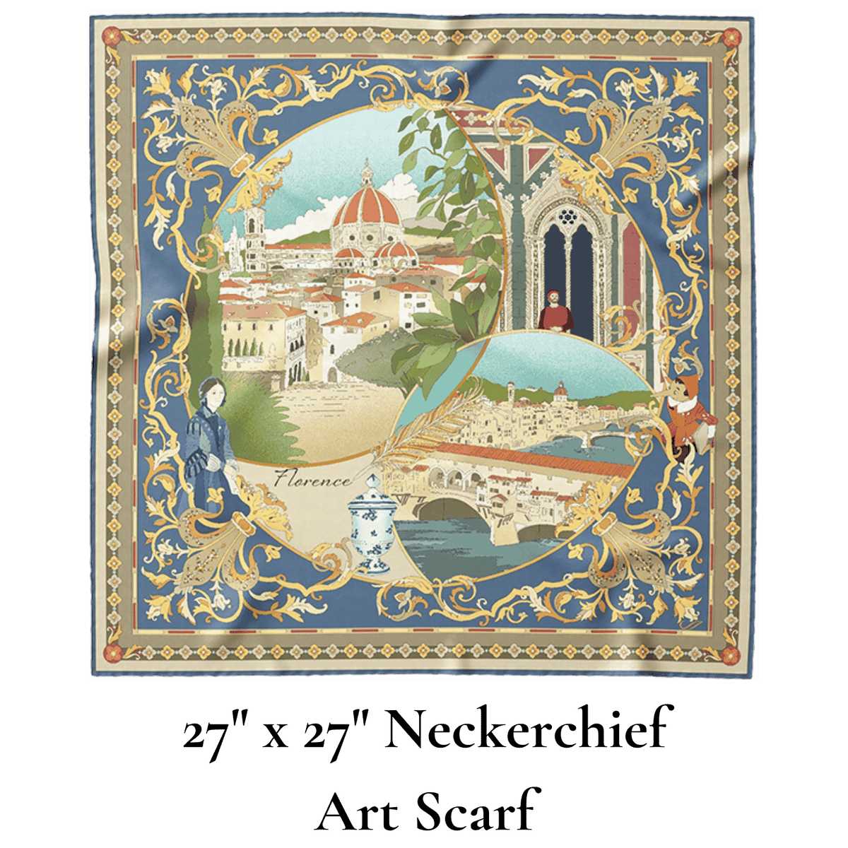 Florence Italy Handmade Silk Art Neckerchief