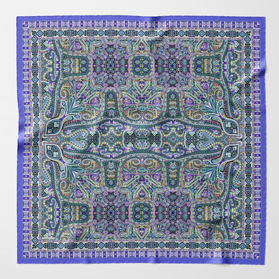 Womens blue paisley extra large silk scarf