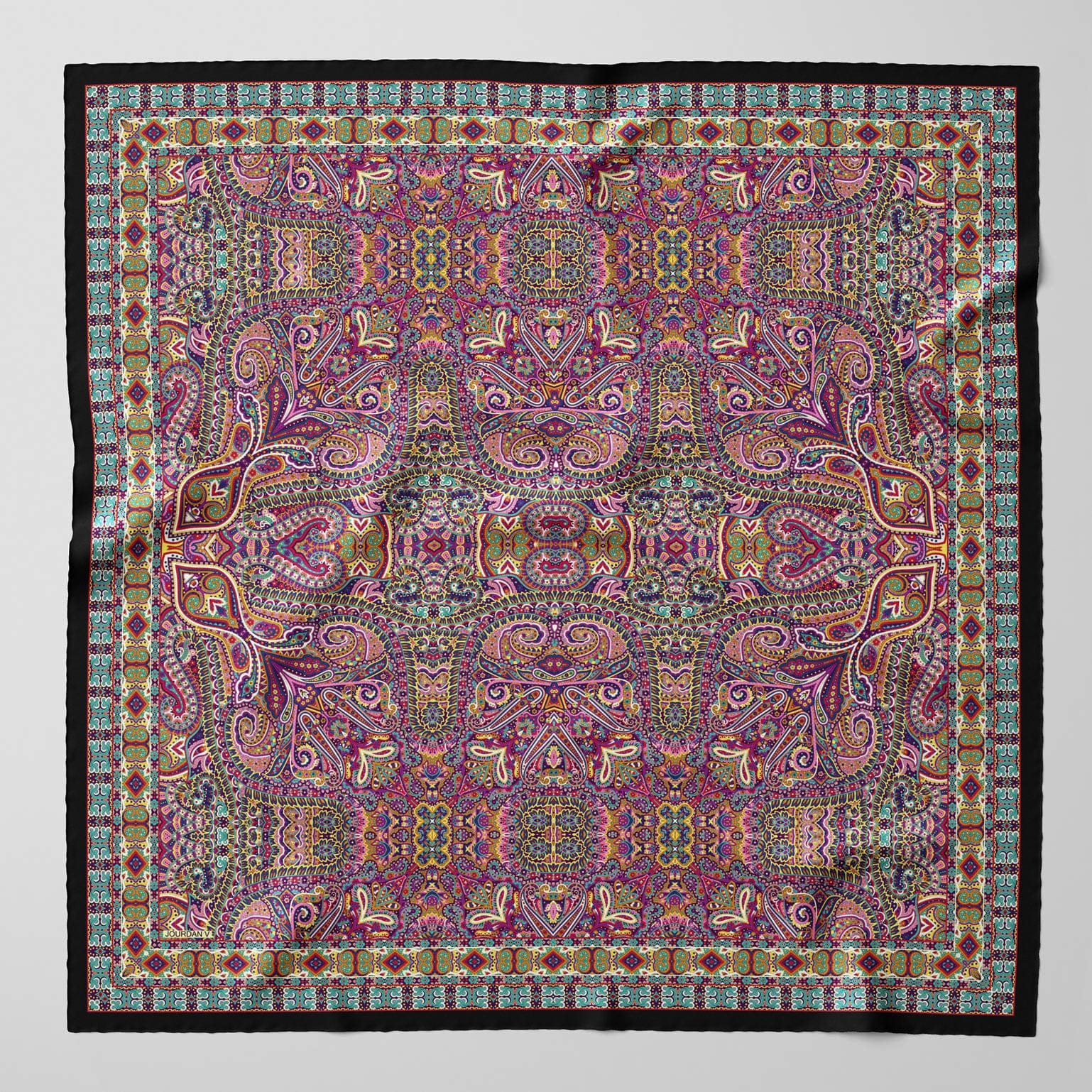 Large silk chiffon paisley square scarf wrap