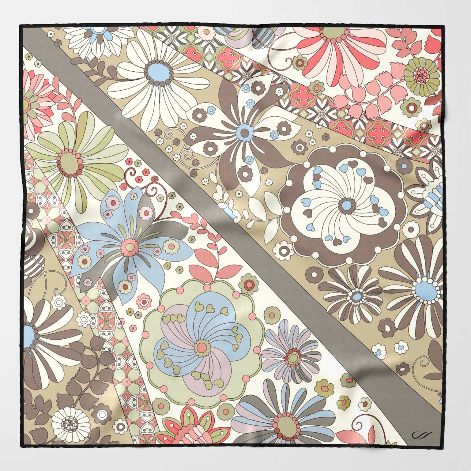 Women's luxury hand rolled Italian silk Bandana scarf