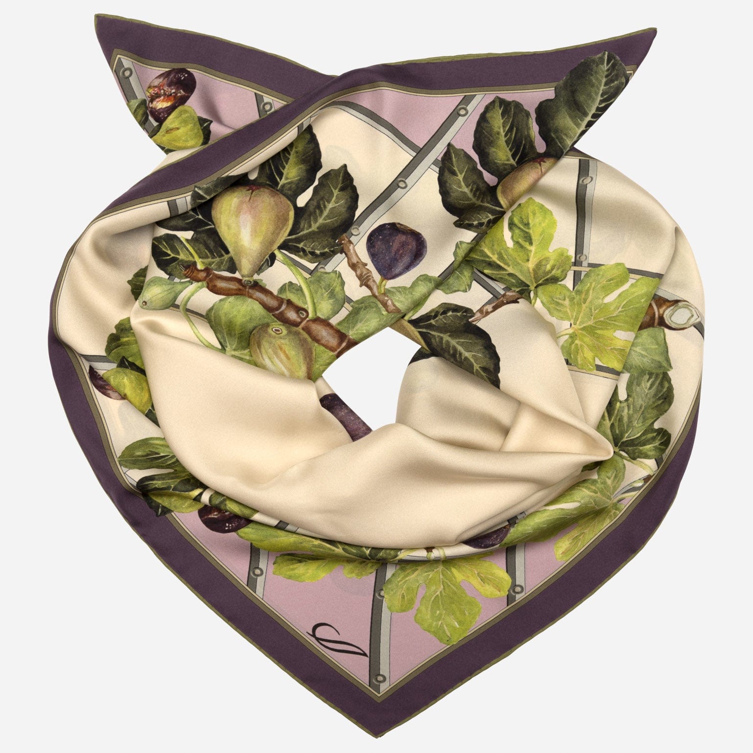 Women's Italian Silk Square Scarf - Cream