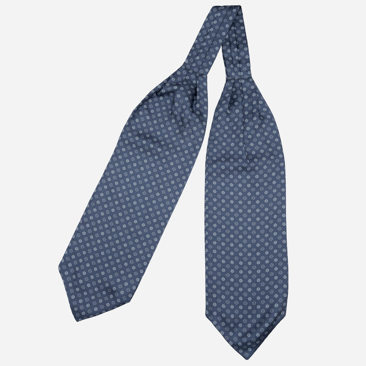 Blue Italian Designer Silk Ascot Tie