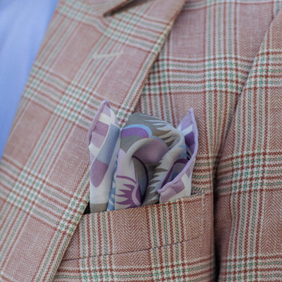 Lavender hand rolled large silk pocket square