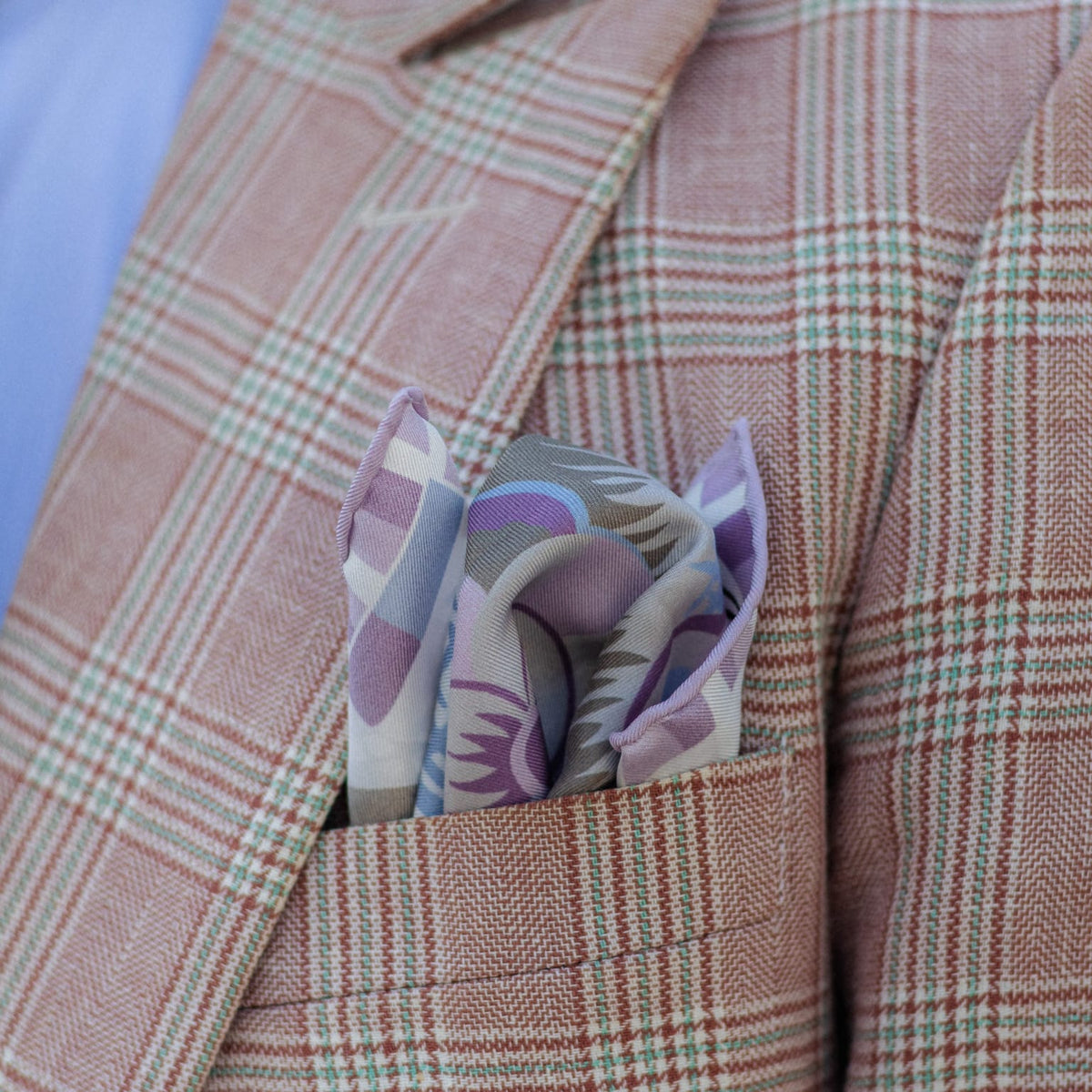 Lavender hand rolled large silk pocket square