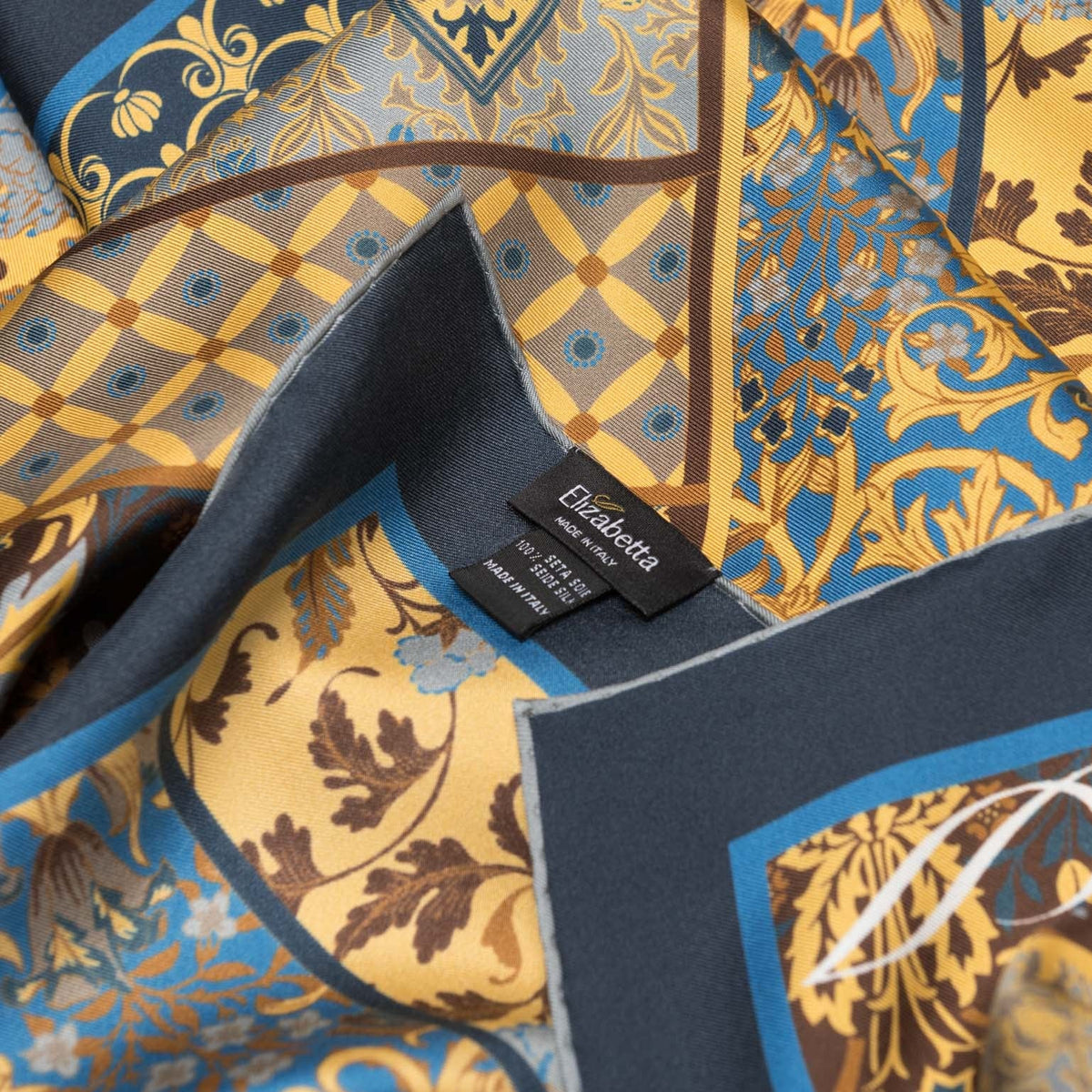 Yellow and Blue Italian Silk Pocket Square