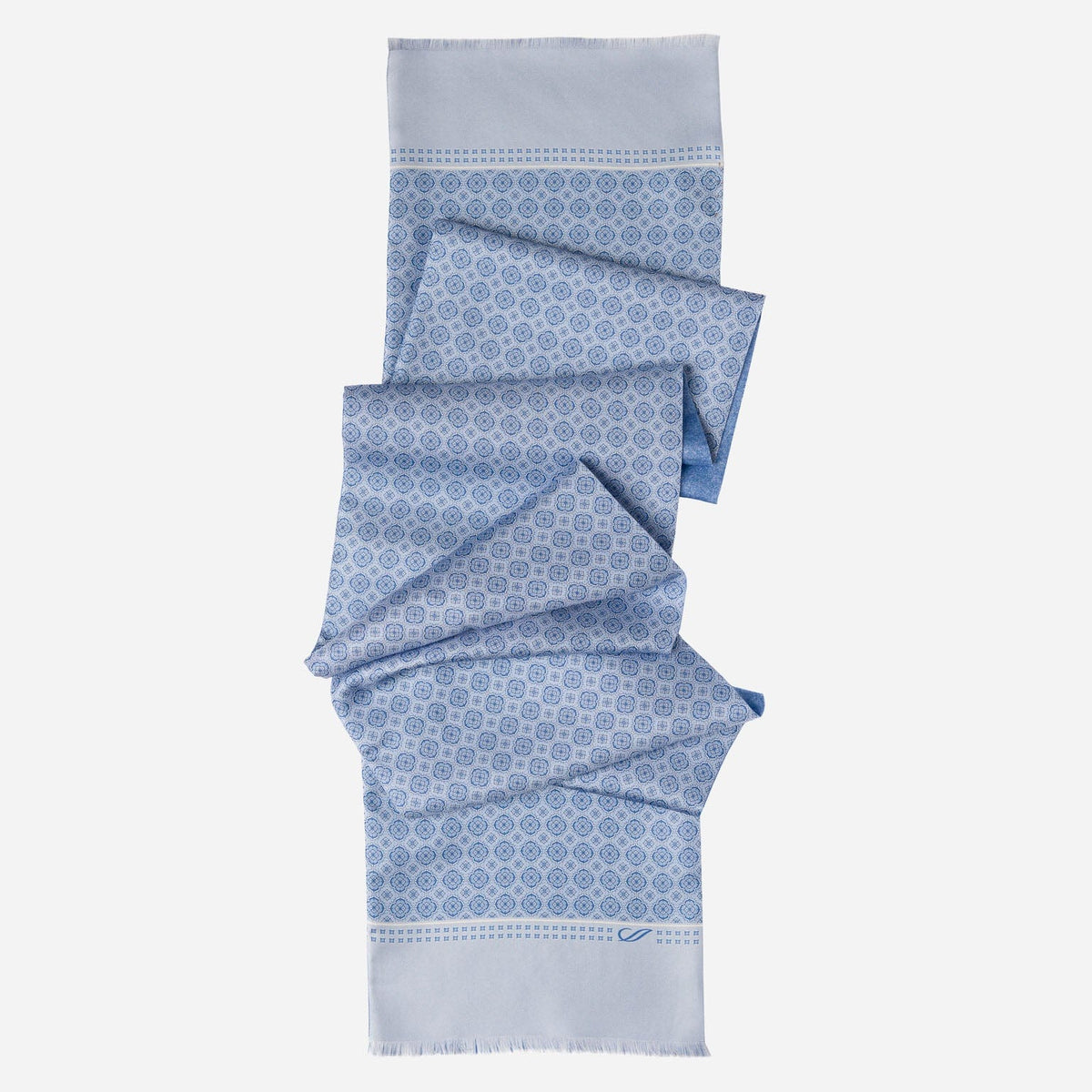luxury double sided mens light blue Italian silk scarf