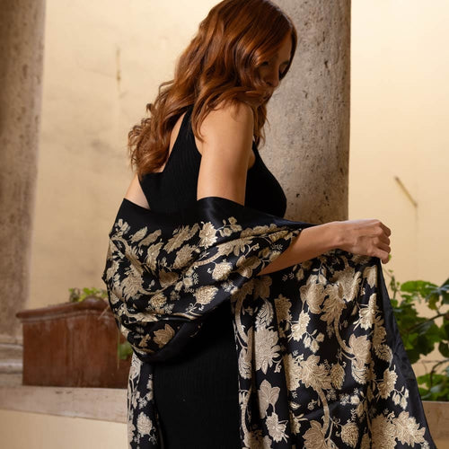 Handmade silk satin evening shawl