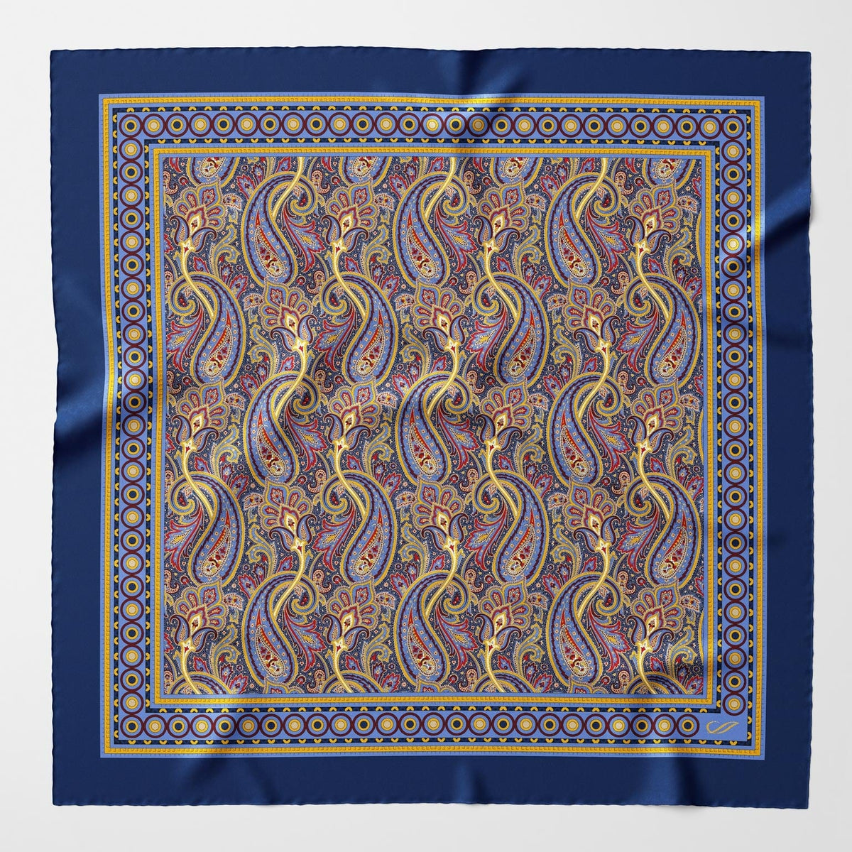 Blue Paisley Silk Pocket Square - Made in Italy