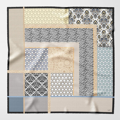 Dafne - Silk Scarf Shawl - Beige & Grey