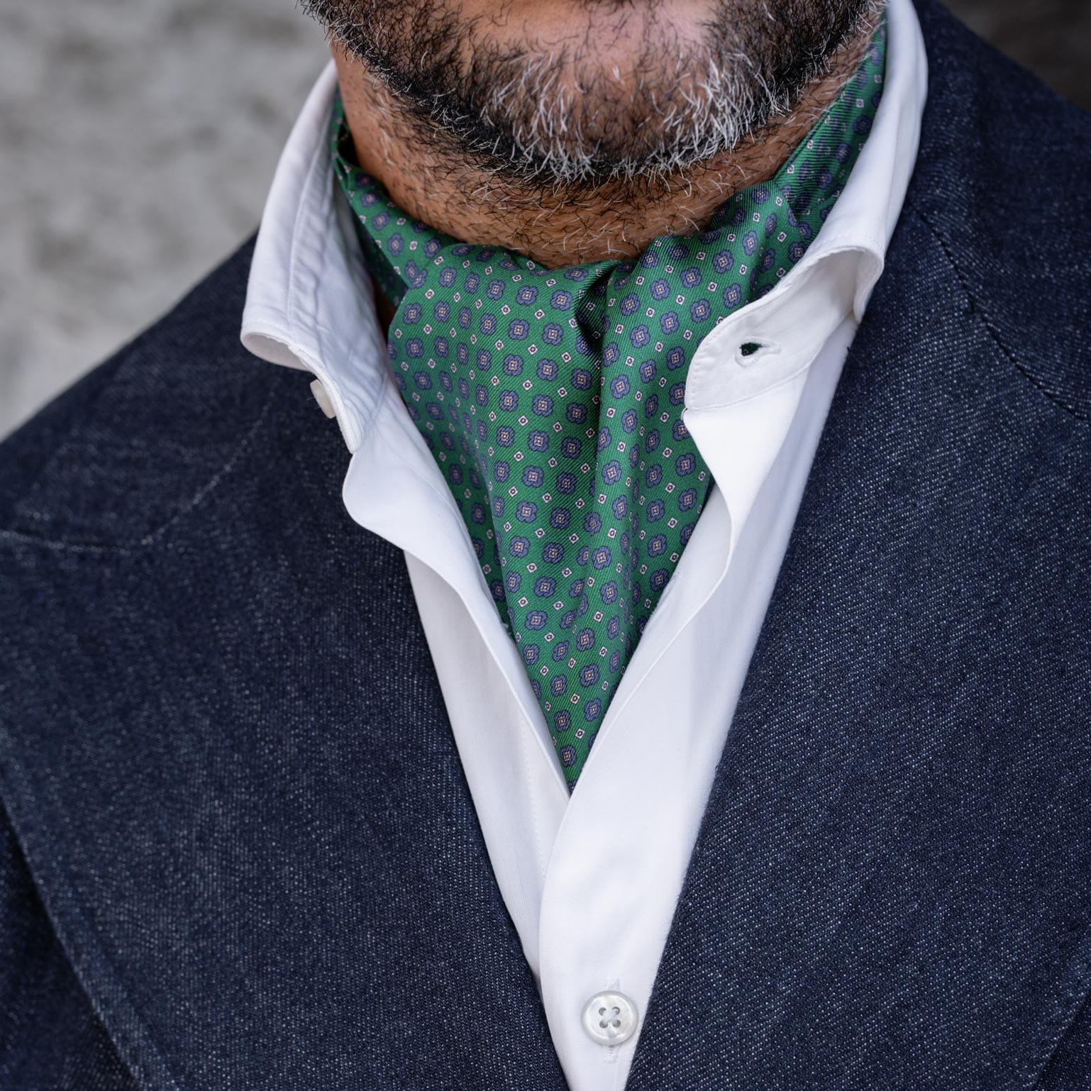 Green Italian Silk Ascot Tie Day Cravat