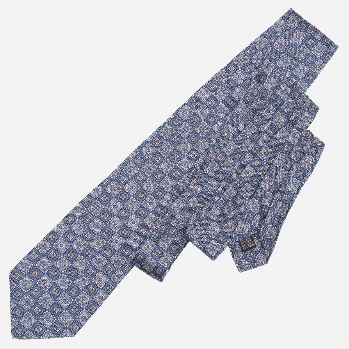 Handmade Blue Medallion Italian Silk Tie