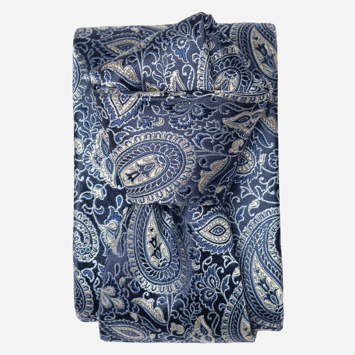 Blue and Silver Paisley Italian Silk Tie