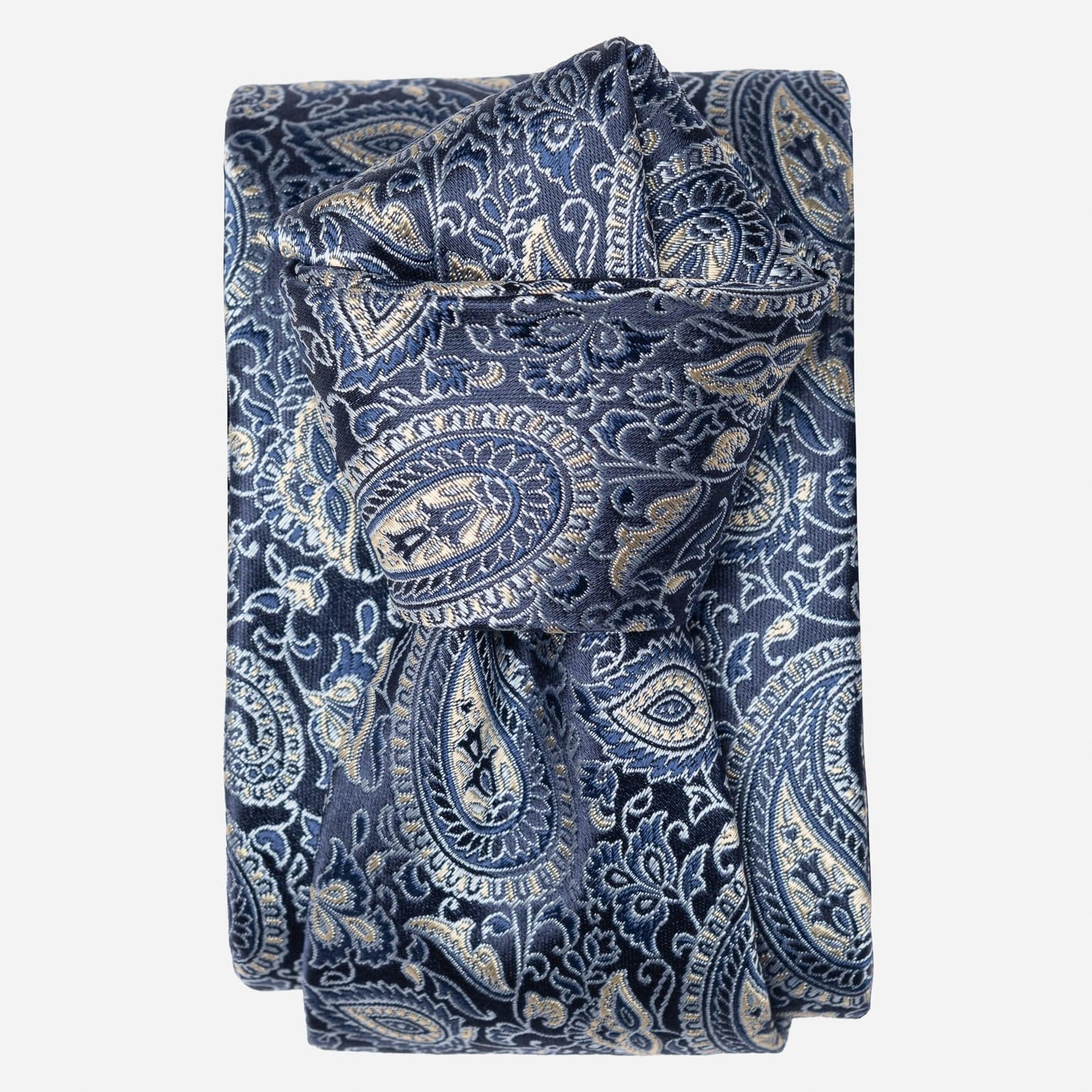 Blue and Silver Paisley Italian Silk Tie