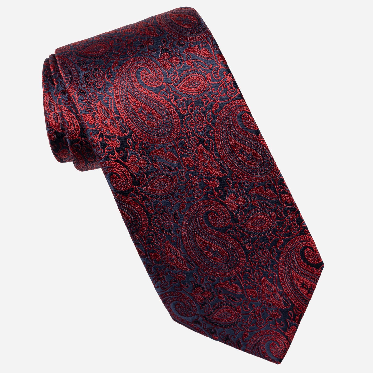 Red and Navy Paisley Italian Silk Tie
