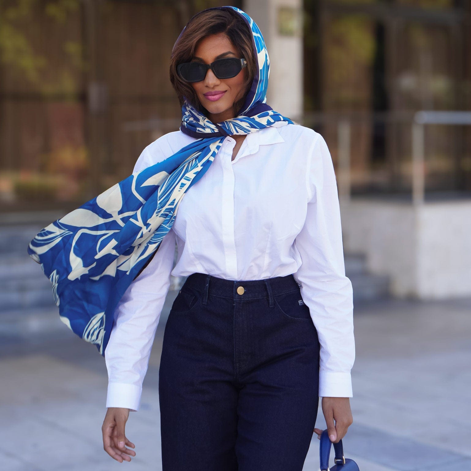 Cara - Silk Scarf/Shawl for Women - Blue Cara - Silk Scarf/Shawl for Women - Blue