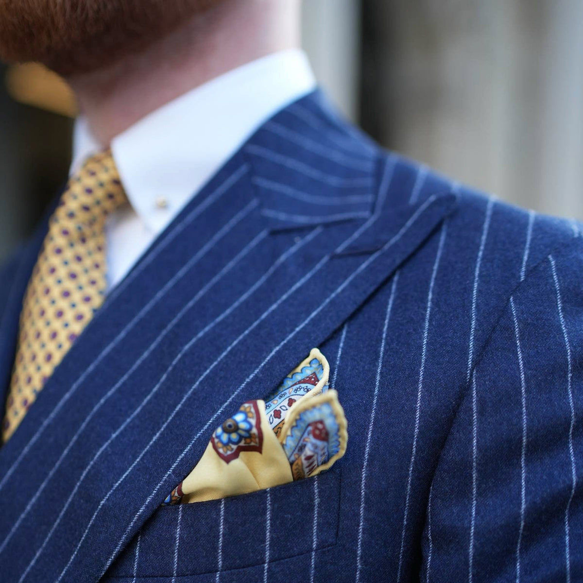 Yellow Silk Pocket Square - Made in Como Italy