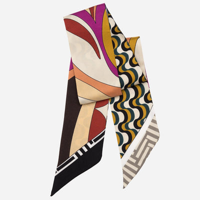 Abstract Gold Italian Silk Twilly