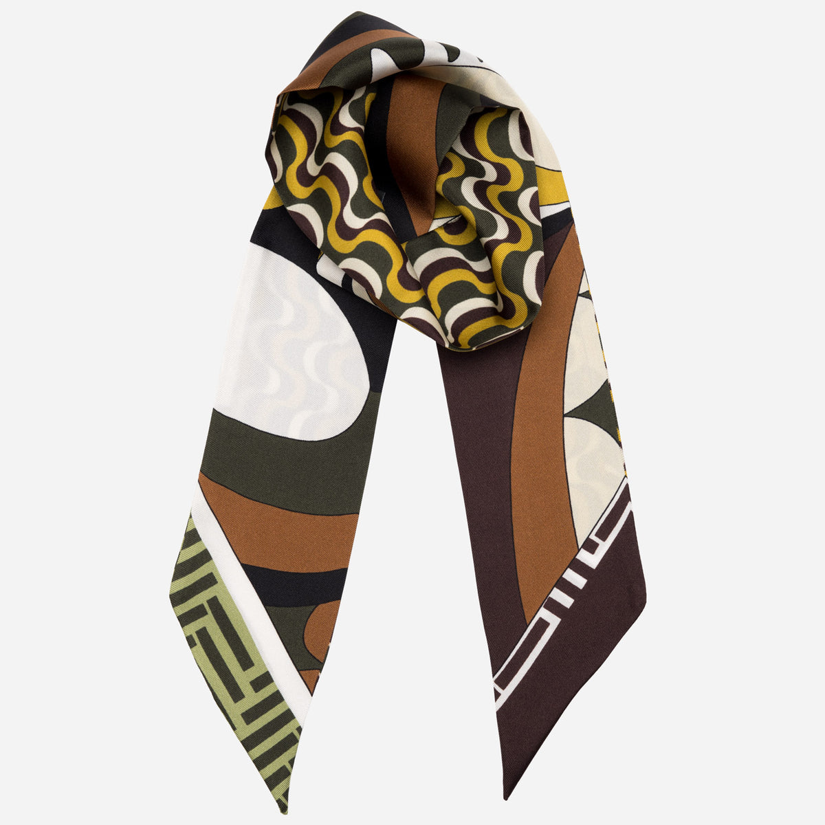 Abstract Designer Silk Twilly Scarf