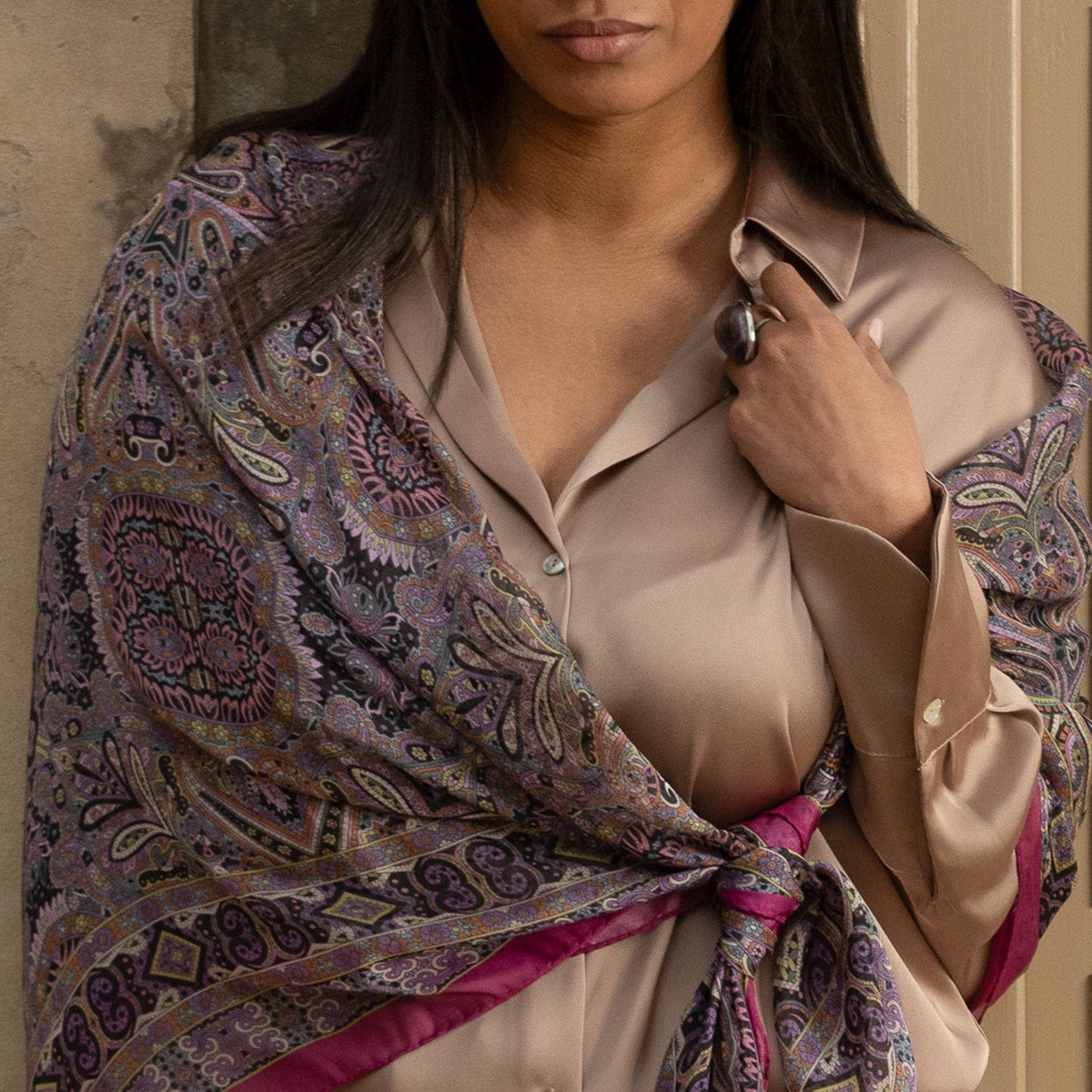 Large square sheer silk Italian paisley scarf wrap.jpg