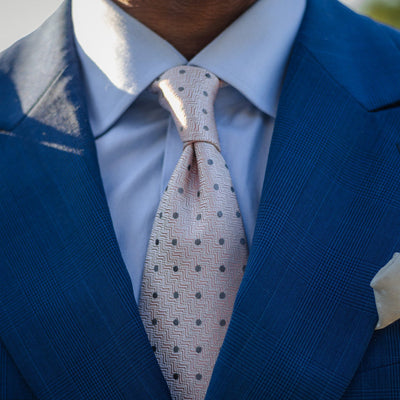 Luxury pink polkadot handmade Italian silk tie