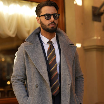 Handmade woven Italian silk striped necktie