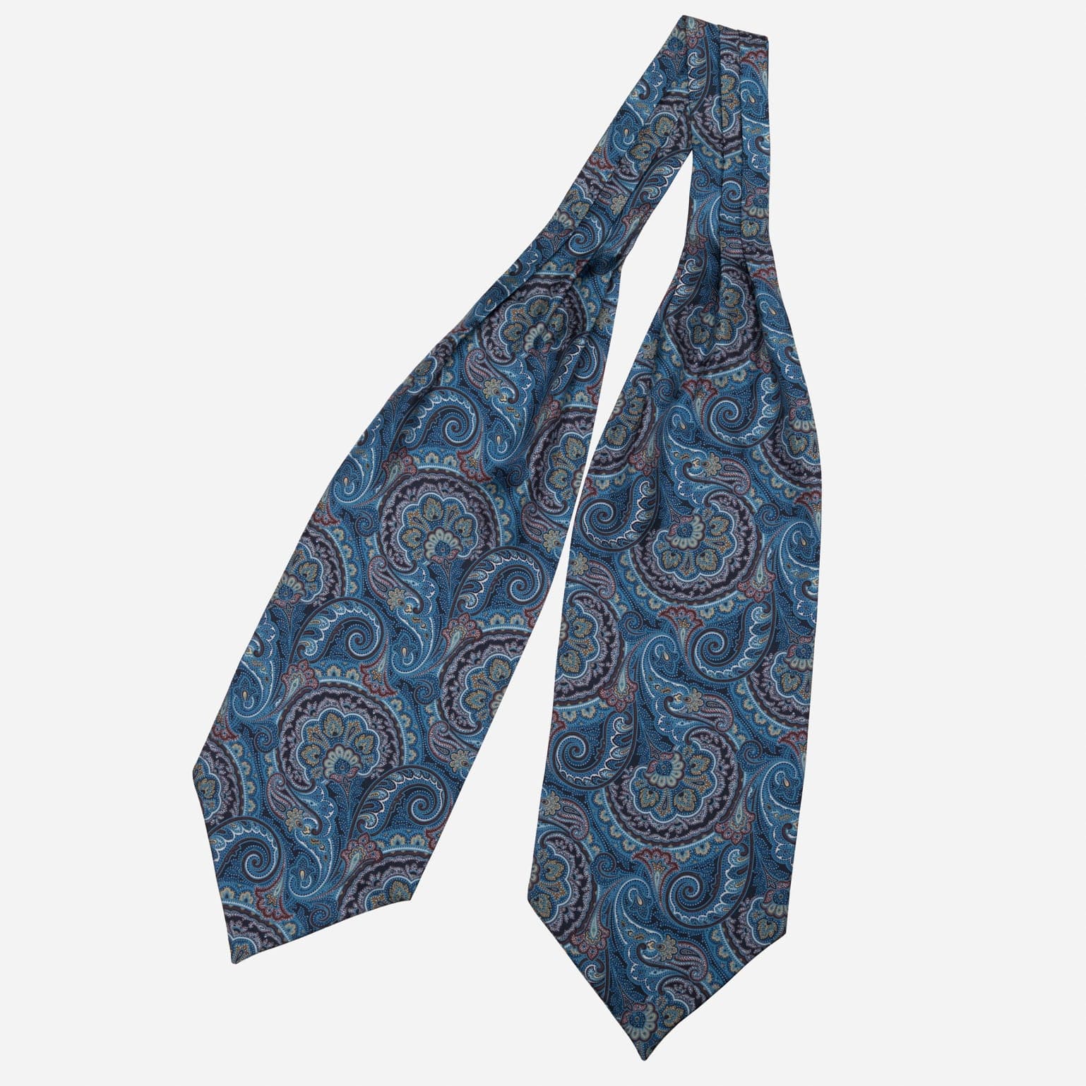 Blue Paisley Italian Silk Ascot Tie Day Cravat