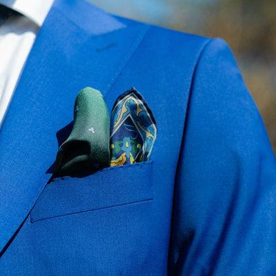 Italian Designer Green Silk Pocket Square