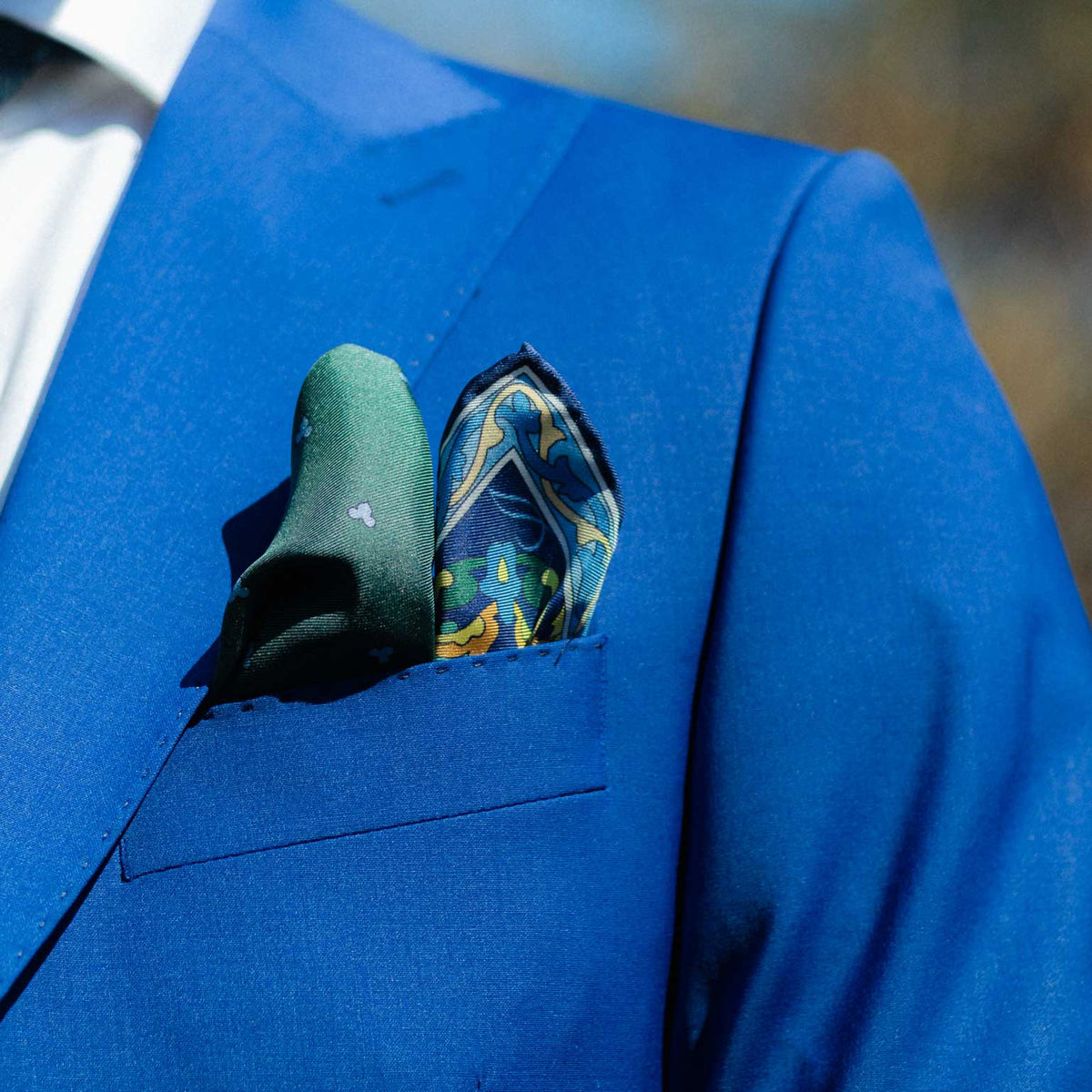 Italian Designer Green Silk Pocket Square