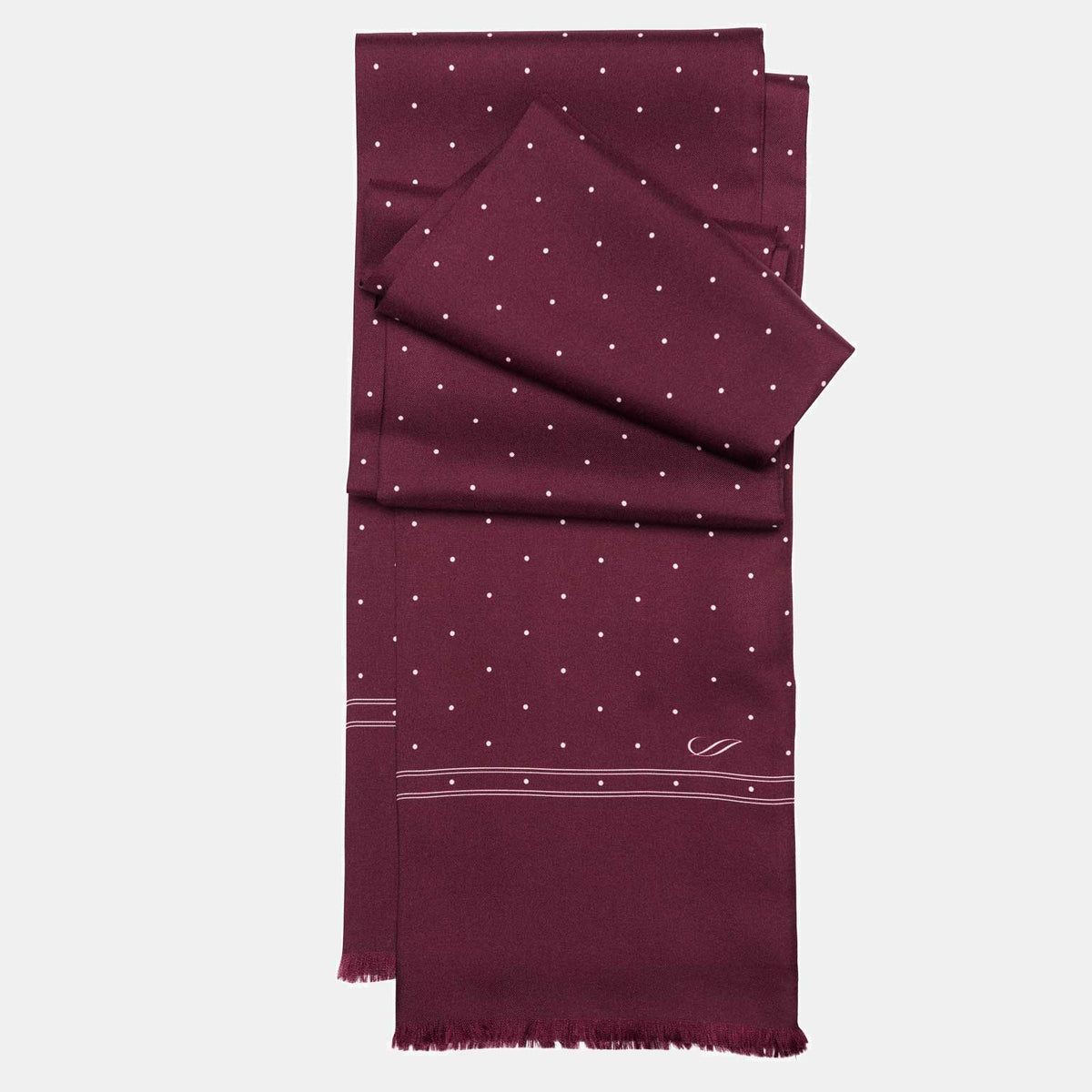 Mens Burgundy Polka Dot Silk Scarf - Italian