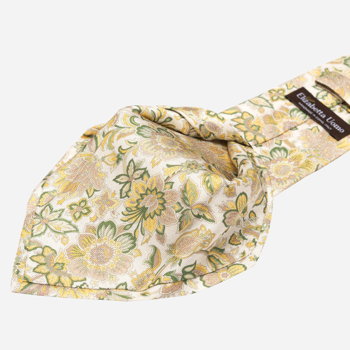 Yellow Handmade Floral Italian Silk Tie