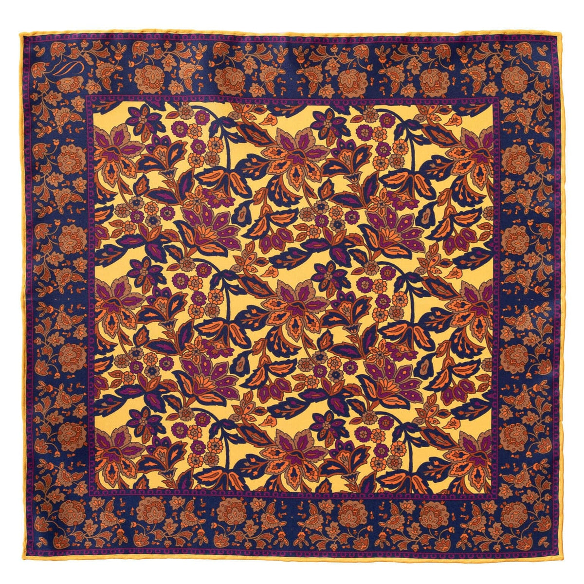 Yellow and Orange Floral Silk Pocket Square