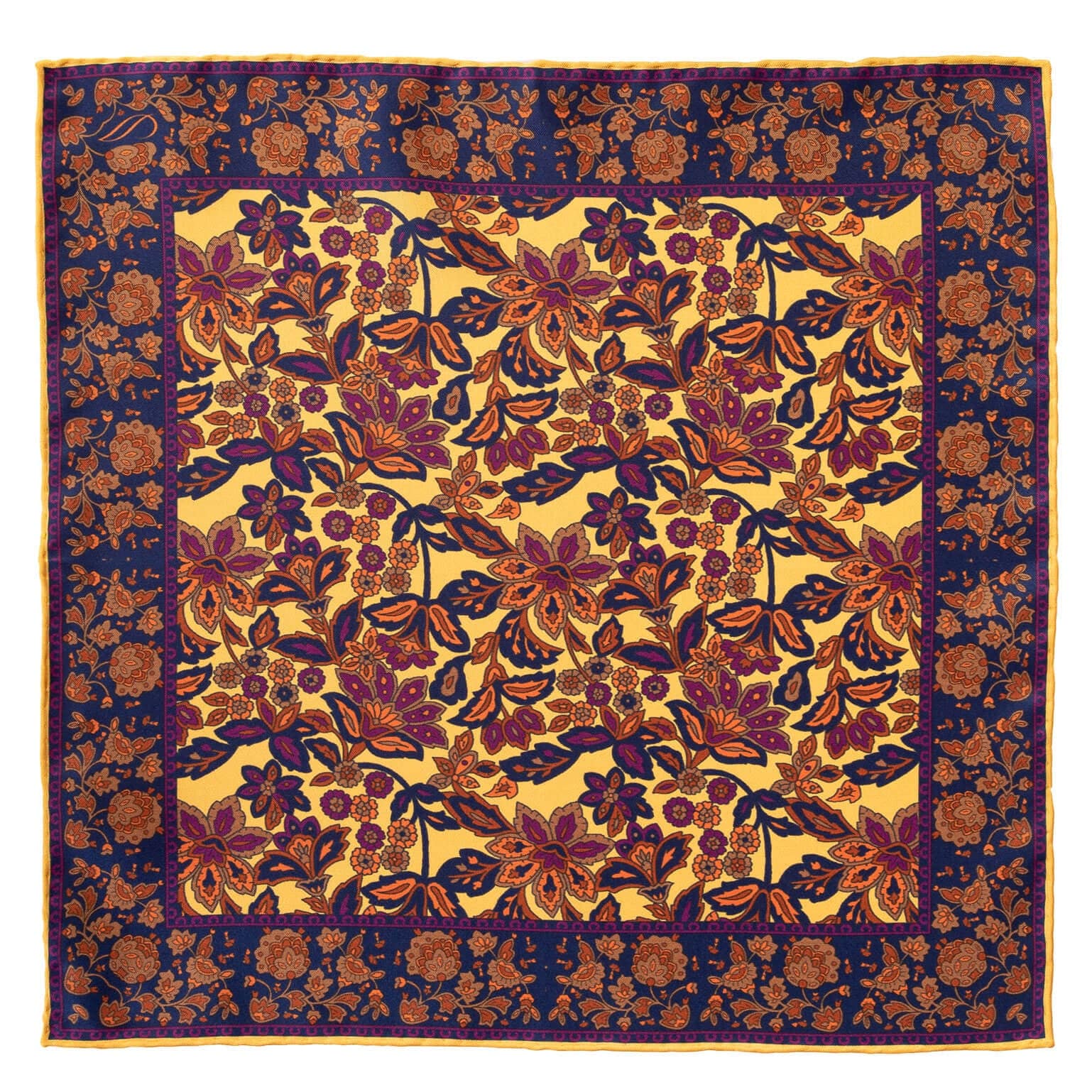 Yellow and Orange Floral Silk Pocket Square