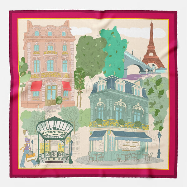 Parigi – Seidenfoulard – Grün und Magenta