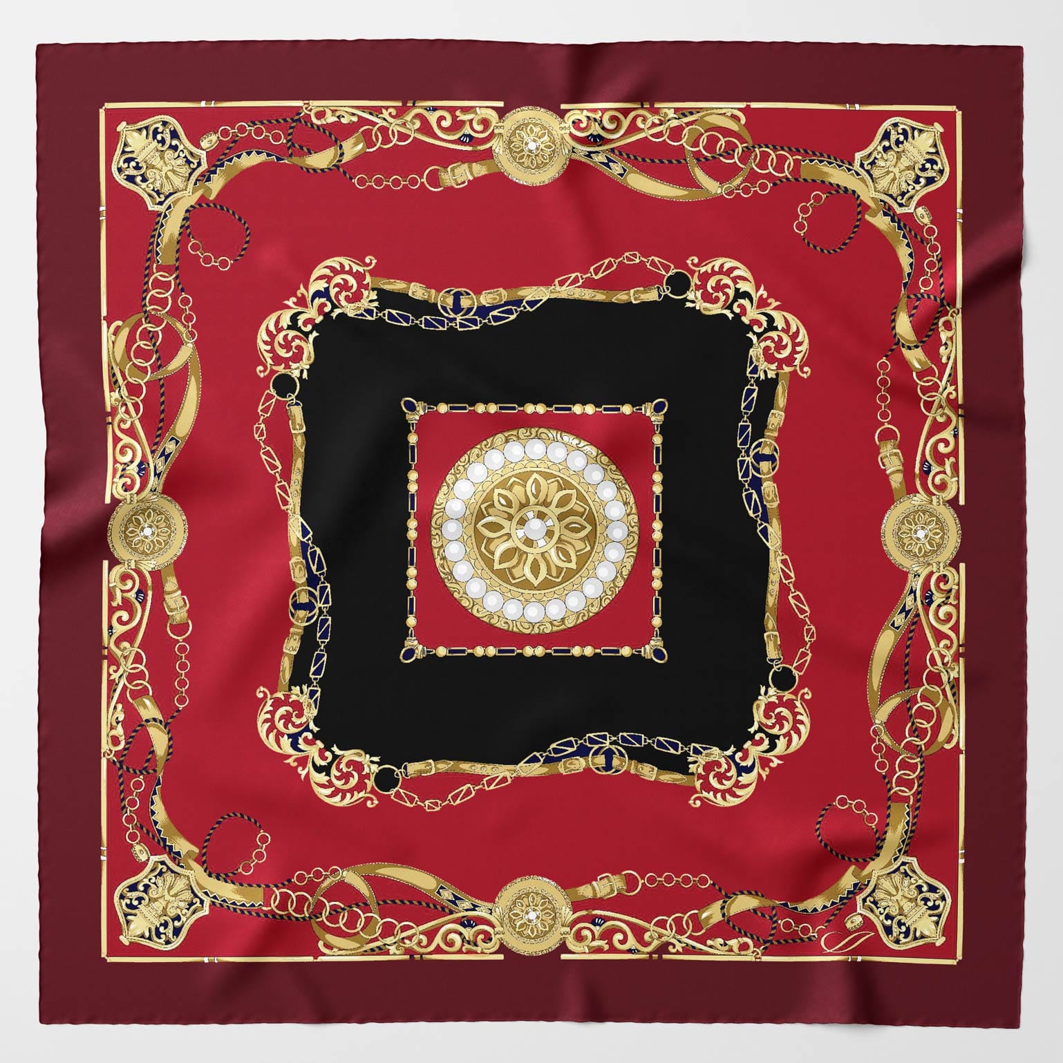 Red Silk Large Pocket Square - Hand Rolled