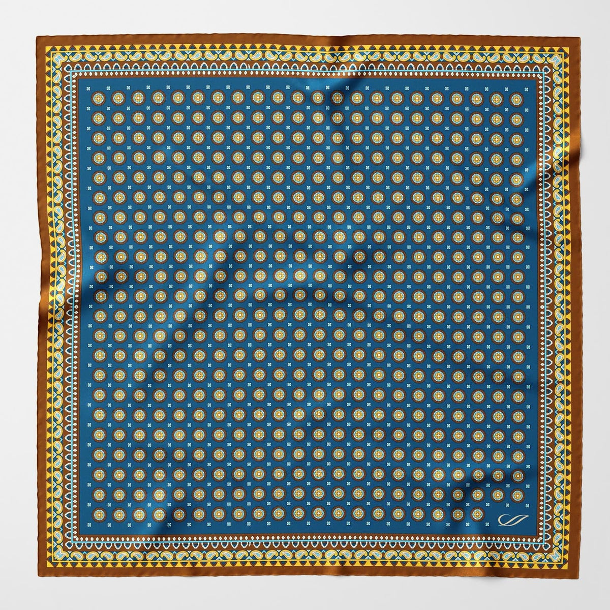 Prussian Blue Hand Rolled Silk Pocket Square