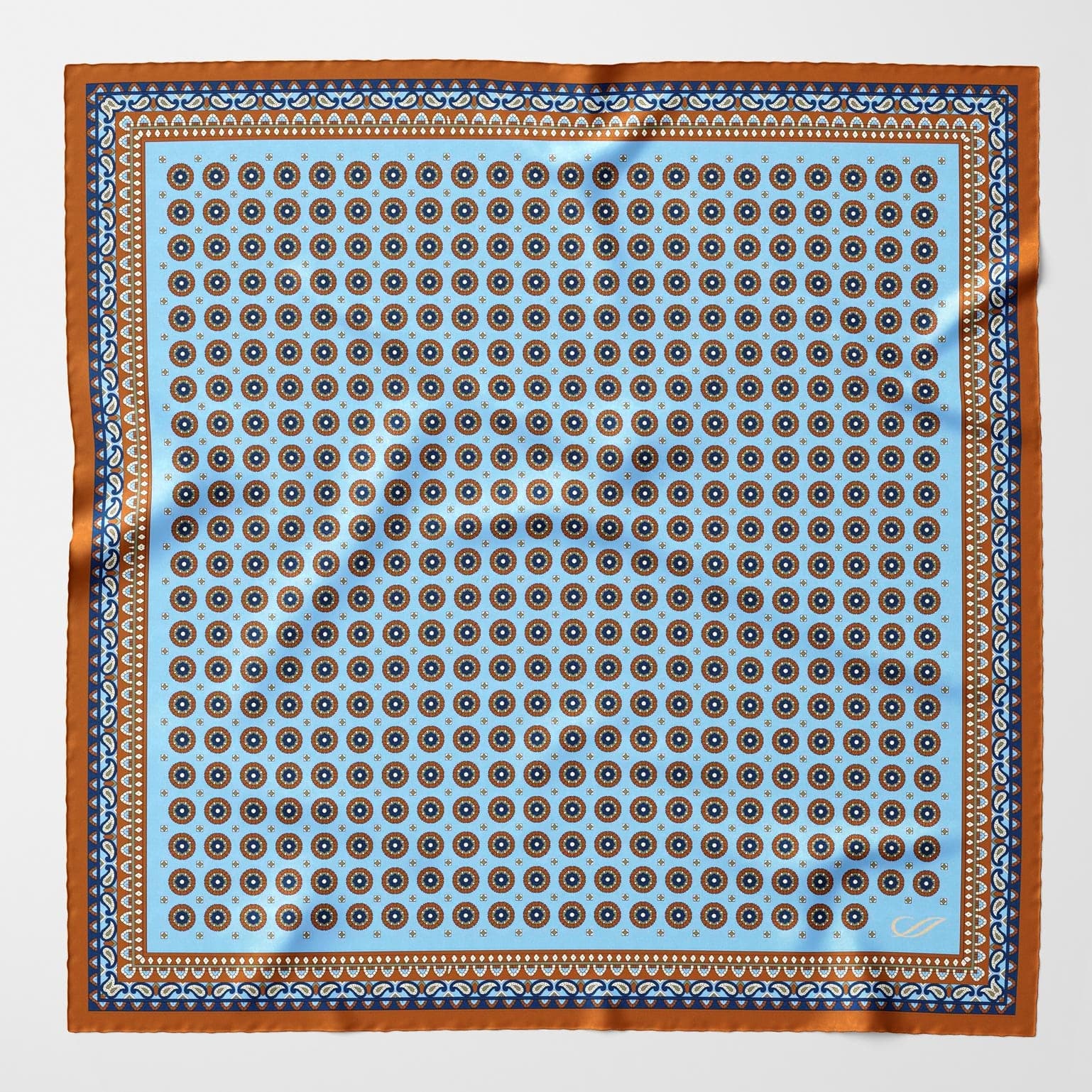 Suit Pocket Square - Hand Rolled Blue Silk