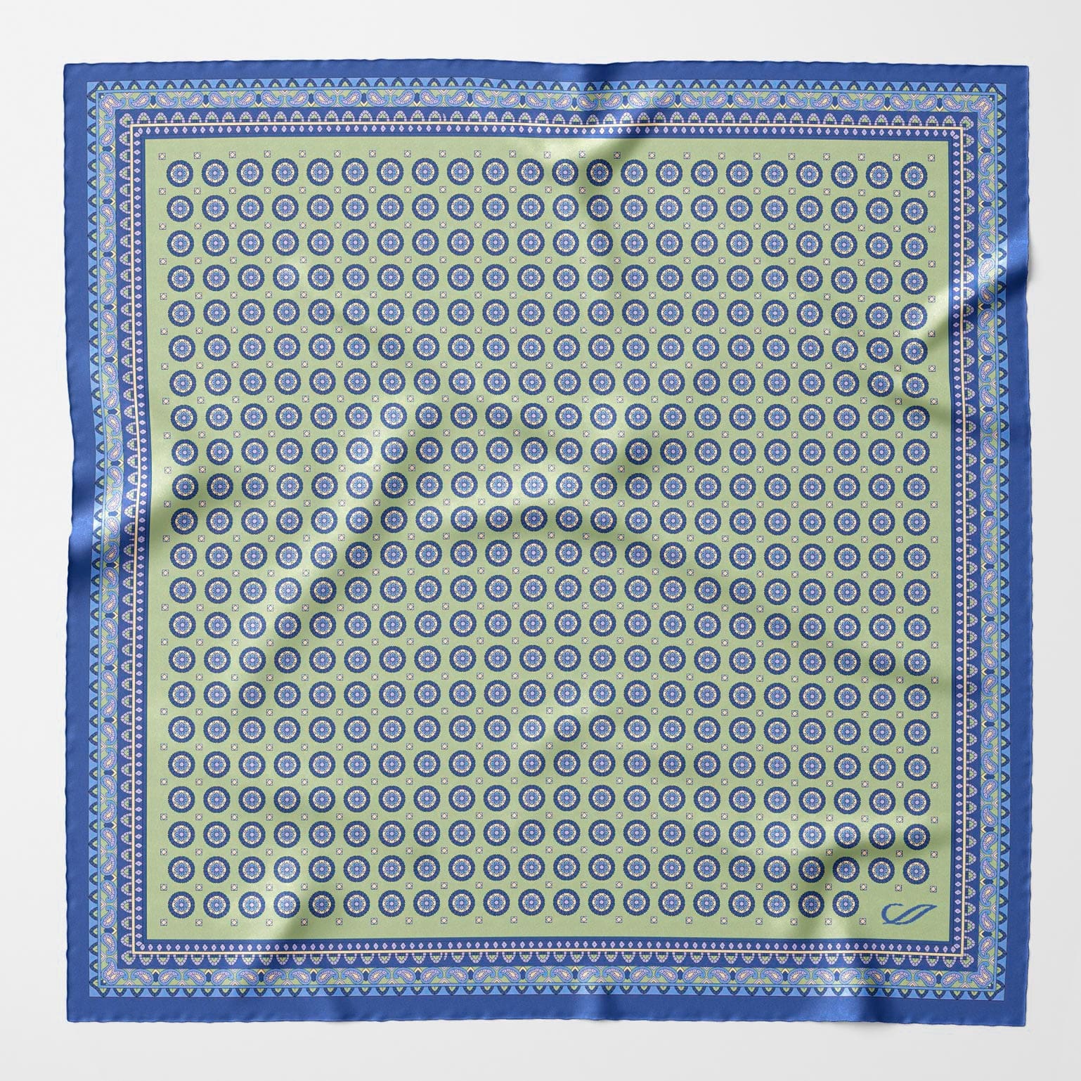 Light Green Hand Rolled Large Silk Pocket Square