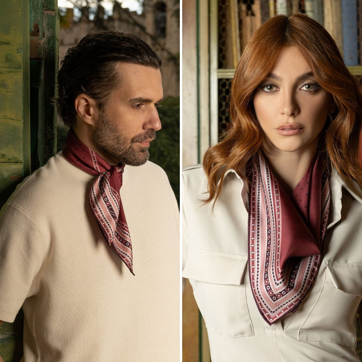 hand-rolled luxury dark red maroon silk neckerchief made in Italy