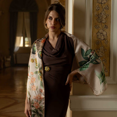 Women's luxury designer handmade Italian silk scarf