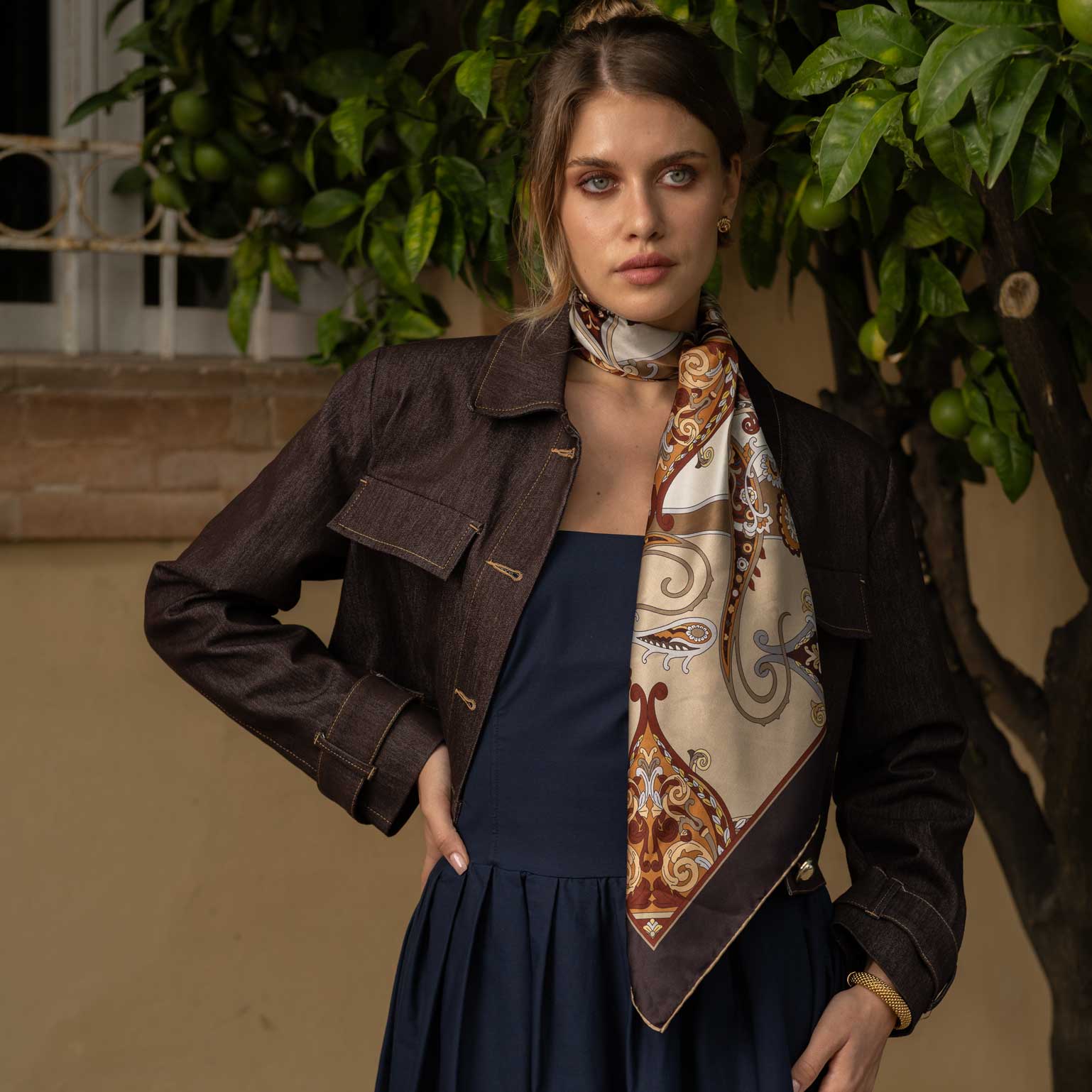 Women's Neutrals Silk Square Scarf