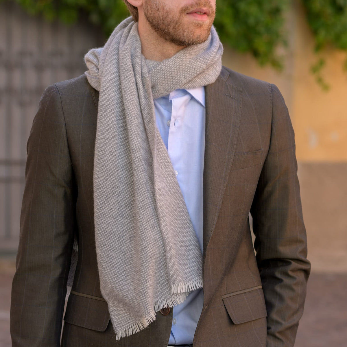 Men's Grey Italian Cashmere Scarf
