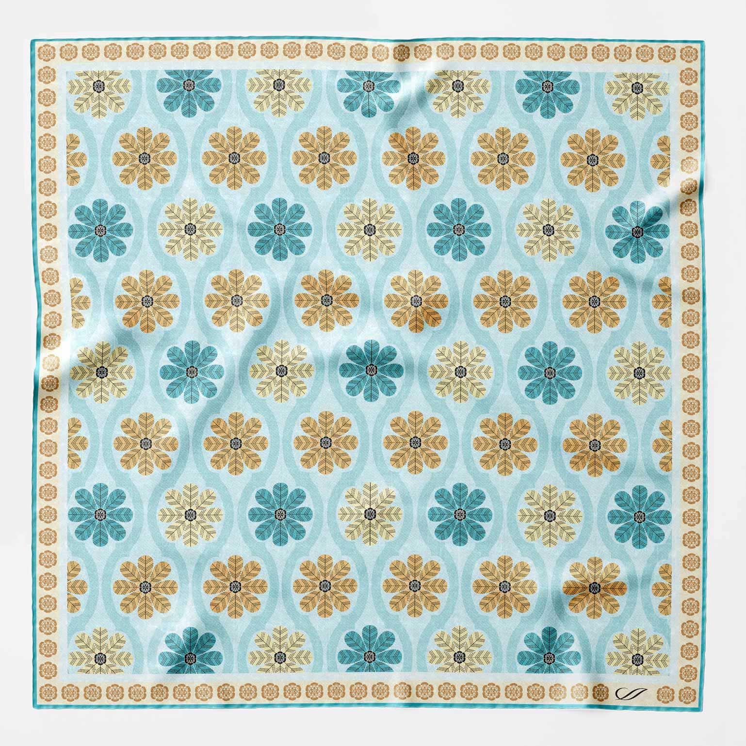 Aqua Luxury Silk Italian Pocket Square