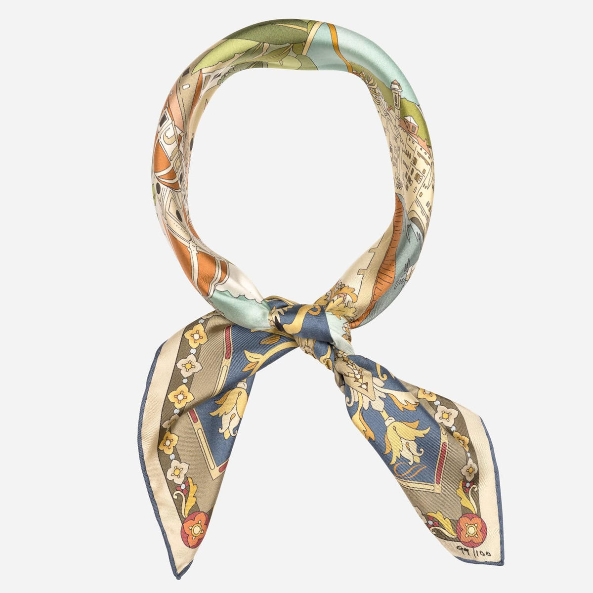 Luxury Firenze Tuscany silk art scarf collector&#39;s series