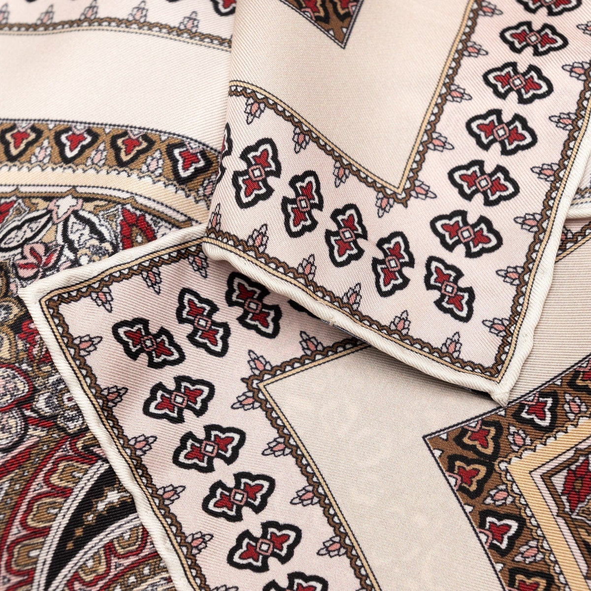 Italian Silk Neckerchief - Beige and Pink