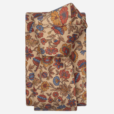 Beige Floral Madder Silk Tie