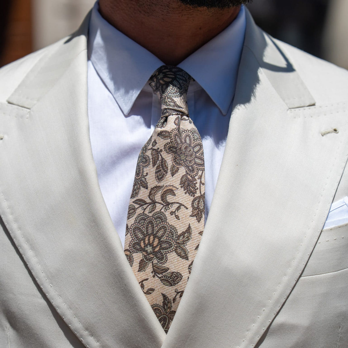 Beige & Sage Handmade Italian Silk Tie