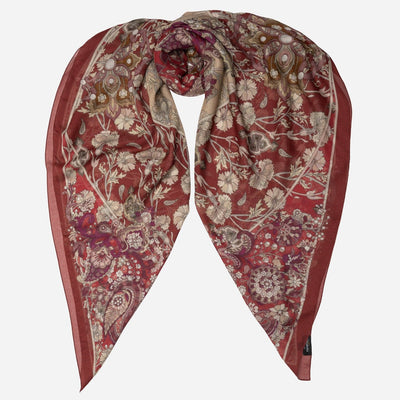 Berry Red Modal Cashmere Square Scarf